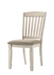 Fedele Side Chair; Tan Fabric & Cream Finish 77192
