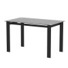 Modern tempered glass black dining table; simple rectangular metal table legs living room kitchen table