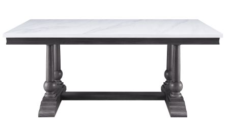 Yabeina Dining Table ; Marble Top &amp; Gray Oak Finish 73265