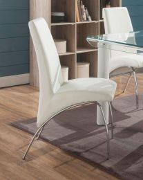 Pervis Side Chair (Set-2) in White PU & Chrome 71107