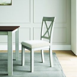 (Set of 2) Lafayette White Wood Wood Upholstered Dining Chair