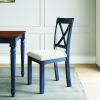 (Set of 2) Lafayette Navy Blue Wood Wood Upholstered Dining Chair