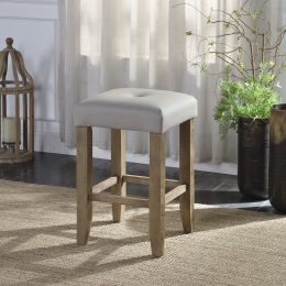Charnell Counter Height Stool (Set-2) in Gary PU &amp; Oak Finish DN00552