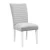 Elizaveta Side Chair (Set-2); Gray Velvet; Faux Crystal Diamonds &amp;White High Gloss Finish DN00815
