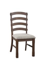 Pascaline Side Chair (Set-2); Gray Fabric; Rustic Brown &amp; Oak Finish DN00703
