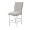 Elizaveta Counter Height Chair (Set of 2); Gray Velvet; Faux Crystal Diamonds &amp;White High Gloss Finish DN00818