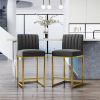 TOPMAX Modern 25inch Counter Height Bar Stools; Dining Chairs with Velvet Upholstered Seat and Backrest for Party; Dining Room; Set of 2; Gray