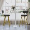 TOPMAX Modern 30inch Bar Stools; Bar Dining Chairs with Velvet Upholstered Back and Seat Cushions for Dining Room; Home Bar; Set of 2; Gray