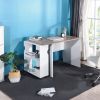 47.4" L Computer Desk with movable bookcase; oak & white