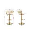 Set of 2 Bar Stools; with Chrome Footrest and Base Swivel Height Adjustable Mechanical Lifting Velvet + Golden Leg Simple Bar Stool-cream