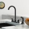 Double Handle Kitchen Faucet with Side Sprayer; Matte Black Stainless Steel Kitchen Sink Faucet; Faucet for Kitchen Sink