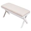TOPMAX Farmhouse Rustic Wood Kitchen Upholstered Dining Bench; Beige+White