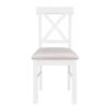 TOPMAX 2 Pieces Farmhouse Rustic Wood Kitchen Upholstered X-Back Dining Chairs; Beige+White