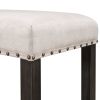 TOPMAX Rustic Wooden Upholstered Dining Bench for Small Places; Espresso+ Beige