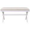 TOPMAX Farmhouse Rustic Wood Kitchen Upholstered Dining Bench; Beige+White