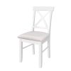 TOPMAX 2 Pieces Farmhouse Rustic Wood Kitchen Upholstered X-Back Dining Chairs; Beige+White
