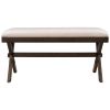 TOPMAX Farmhouse Rustic Wood Kitchen Upholstered Dining Bench; Brown+ Beige