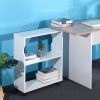 47.4" L Computer Desk with movable bookcase; oak & white