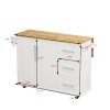 Kitchen Island Cart with 2 Door Cabinet and Three Drawers; 53.5 Inch Width with Spice Rack; Towel Rack (White)