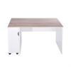 47.4" L Computer Desk with movable bookcase; oak & white
