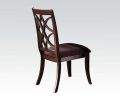 Keenan Side Chair (Set-2) in Brown Microfiber &amp; Dark Walnut 60257