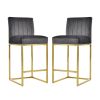 TOPMAX Modern 25inch Counter Height Bar Stools; Dining Chairs with Velvet Upholstered Seat and Backrest for Party; Dining Room; Set of 2; Gray