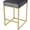 TOPMAX Modern 25inch Counter Height Bar Stools; Dining Chairs with Velvet Upholstered Seat and Backrest for Party; Dining Room; Set of 2; Gray