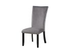 Set of 2 Dinging Chairs; Velvet-upholstered Chairs with Nailhead-trimmed; Rubber Wood Legs ; Gray; size: 19.75&rdquo; W x26.5&rdquo; D x40.75&rdquo;H