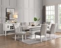Elizaveta Side Chair (Set-2); Gray Velvet; Faux Crystal Diamonds &amp;White High Gloss Finish DN00815