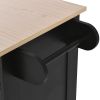 K&amp;K Store Kitchen Island Cart with Two Storage Cabinets and Four Locking Wheels; Wine Rack; Two Drawers; Spice Rack; Towel Rack (Black)