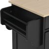 K&amp;K Store Kitchen Island Cart with Two Storage Cabinets and Four Locking Wheels; Wine Rack; Two Drawers; Spice Rack; Towel Rack (Black)