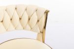 Set of 2 Bar Stools; with Chrome Footrest and Base Swivel Height Adjustable Mechanical Lifting Velvet + Golden Leg Simple Bar Stool-cream
