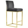 TOPMAX Modern 25inch Counter Height Bar Stools; Dining Chairs with Velvet Upholstered Seat and Backrest for Party; Dining Room; Set of 2; Gray