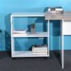47.4" L Computer Desk with movable bookcase; oak & white