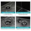 33 inch Farmhouse Kitchen Sink Gunmetal Black Apron Front 16 Gauge Stainless Steel Deep Single Bowl Kitchen Farm Sinks