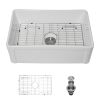 White Farmhouse Sink - 30 inch Kitchen Sink Apron-front White Ceramic Reversible Single Bowl Kitchen Farm Sinks