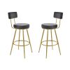 TOPMAX Modern 30inch Bar Stools; Bar Dining Chairs with Velvet Upholstered Back and Seat Cushions for Dining Room; Home Bar; Set of 2; Gray