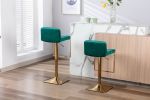 SUPERJARE Bar Stools - Swivel Barstool Chairs with Back; Modern Pub Kitchen Counter Height; velvet; ( 1pc/ctn )
