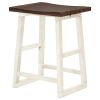 TOPMAX Rustic Counter Height 5-Piece Dining Set; Wood Console Table Set with 4 Stools for Small Places; Walnut+Cream