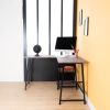 43.5"W X 27.6" D L-Shaped Corner Computer Desk with Open Shelves; Vintage Brown