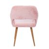 HengMing Dining Chairs with Faux Fur; Mid Century Side Chairs with Solid Painting Steel Leg for Dining Room