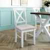 TOPMAX 2 Pieces Farmhouse Rustic Wood Kitchen Upholstered X-Back Dining Chairs; Beige+White