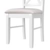 TOPMAX 2 Pieces Farmhouse Rustic Wood Kitchen Upholstered X-Back Dining Chairs; Beige+White