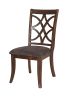 Keenan Side Chair (Set-2) in Brown Microfiber &amp; Dark Walnut 60257