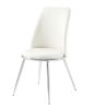 Weizor Side Chair (Set-2); White PU &amp; Chrome (2Pc/1Ctn) 77152