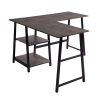 43.5"W X 27.6" D L-Shaped Corner Computer Desk with Open Shelves; Vintage Brown