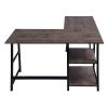 43.5"W X 27.6" D L-Shaped Corner Computer Desk with Open Shelves; Vintage Brown
