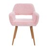 HengMing Dining Chairs with Faux Fur; Mid Century Side Chairs with Solid Painting Steel Leg for Dining Room