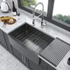33 inch Farmhouse Kitchen Sink Gunmetal Black Apron Front 16 Gauge Stainless Steel Deep Single Bowl Kitchen Farm Sinks