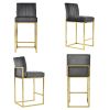 TOPMAX Modern 25inch Counter Height Bar Stools; Dining Chairs with Velvet Upholstered Seat and Backrest for Party; Dining Room; Set of 2; Gray